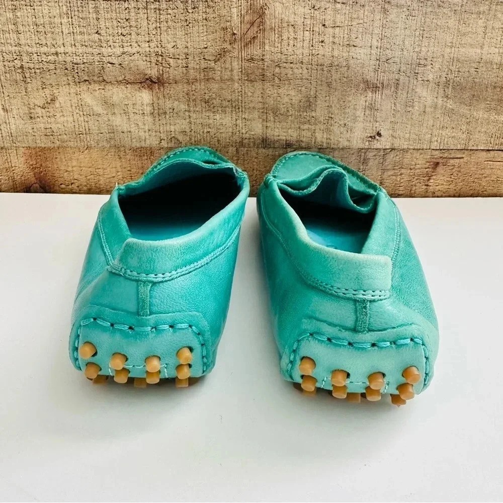 NWOT Rare Teal Chocolat Blu Suede Leather Driving Penny Loafers - Picture 5 of 9